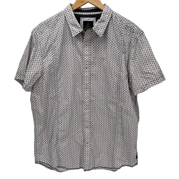 prAna Shirt Mens Large Short Sleeve Button Up Organic Cotton Southwestern Print - Picture 1 of 7